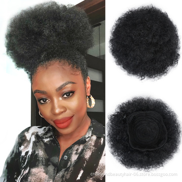 Afro Synthetic Puff Curly Hair Drawstring Ponytail Hair Extension Chignon  hair Puff Bun Kinky Afro Bun Hairpiece